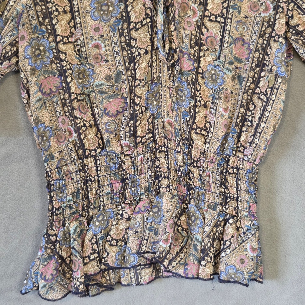 Wildflower Apparel Floral Smocked Peasant Top Women's Medium Boho Hippie - Picture 4 of 14